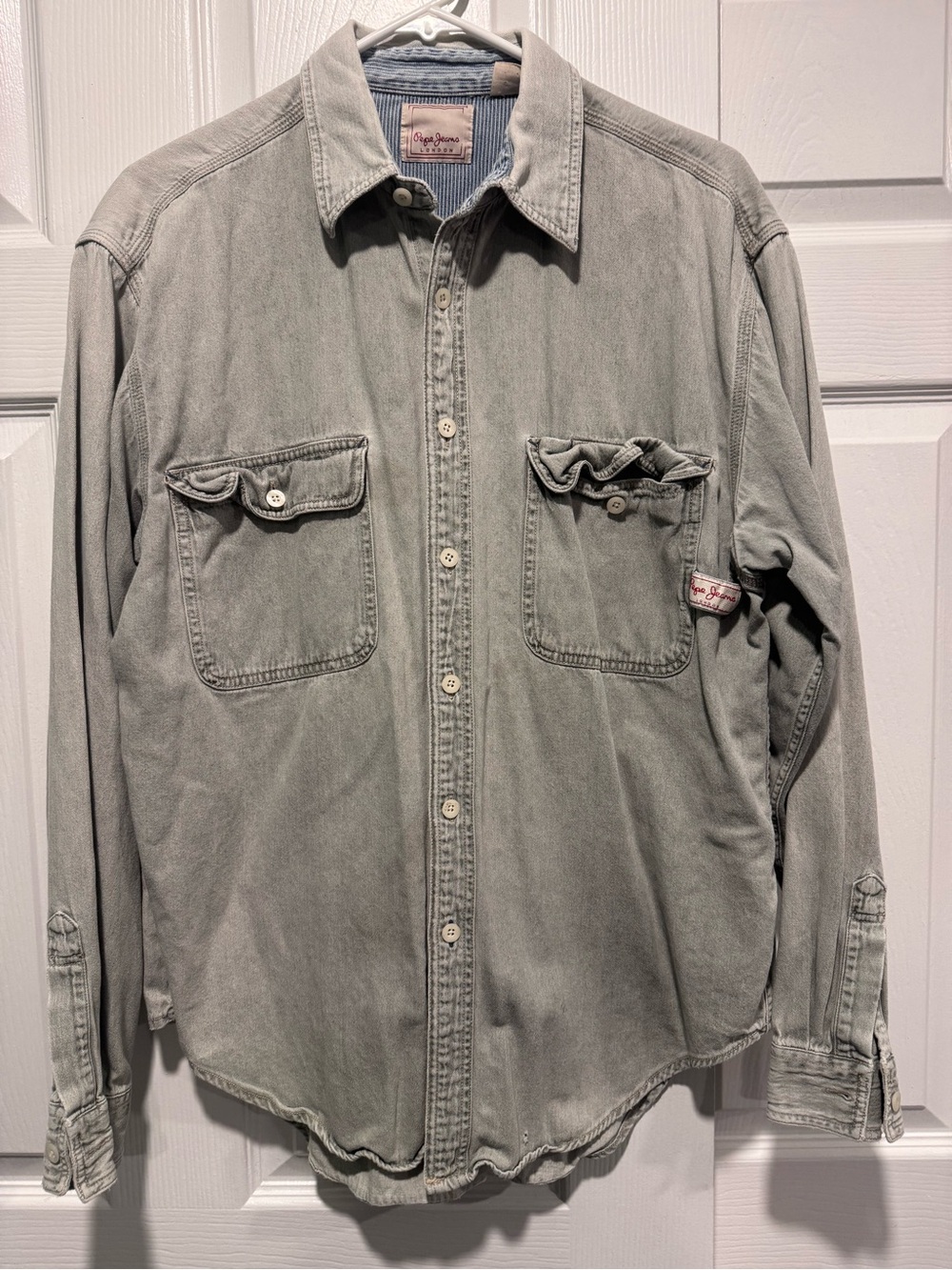 Pepe Jeans Men's Light Gray Casual Button-Down Shirt